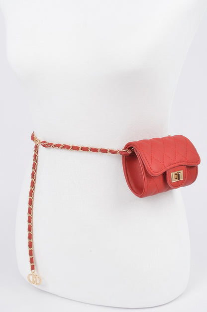 Quilted Mini Bag W/ Chain Belt