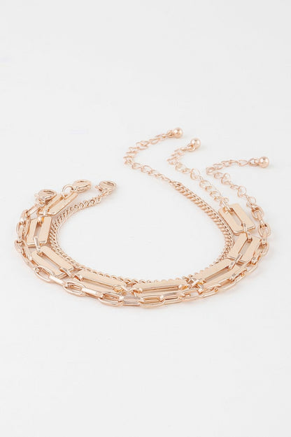 Triple Plate Curb Link Chain Bracelet