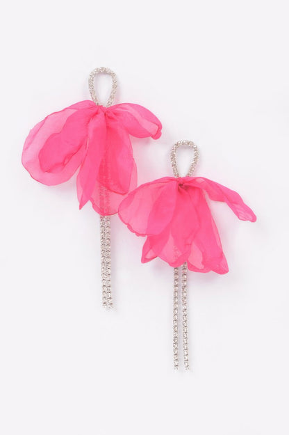 Polyester Flower Rhinestone Earring