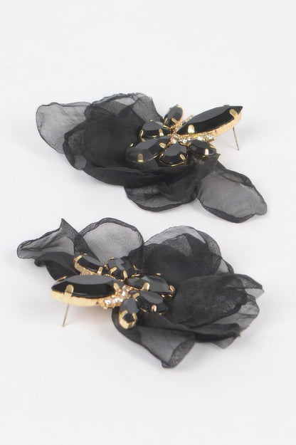 Polyester Flower Dangling Earring