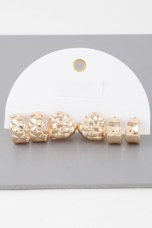 Triple Quilted Earrings Set
