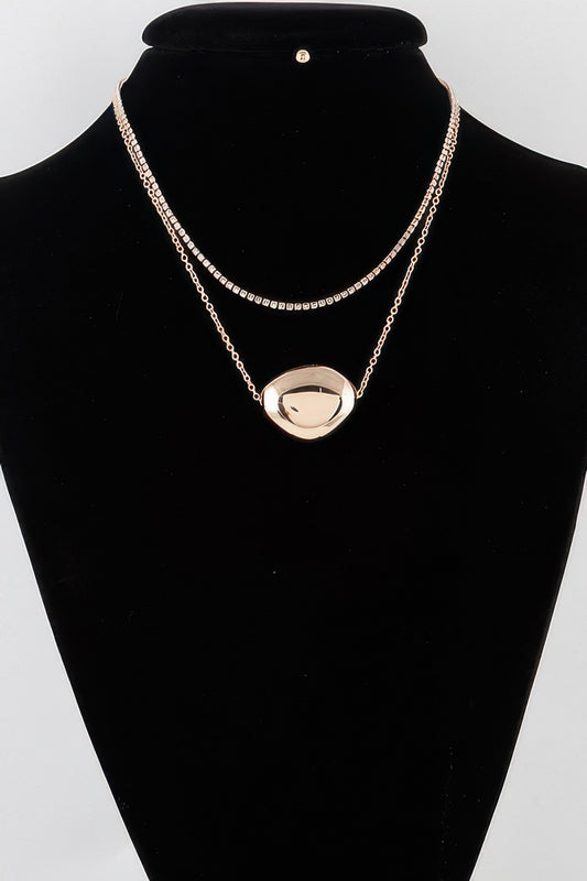 Double Shiny Plate Necklace
