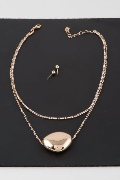 Double Shiny Plate Necklace