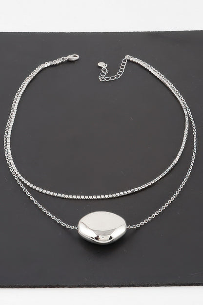 Double Shiny Plate Necklace