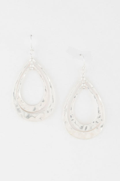 Hammered Double Teardrop Earrings