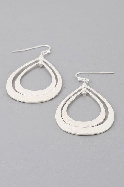 Hammered Double Teardrop Earrings