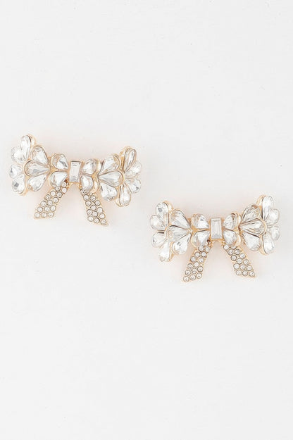Crystal Teardrop Ribbon Earrings