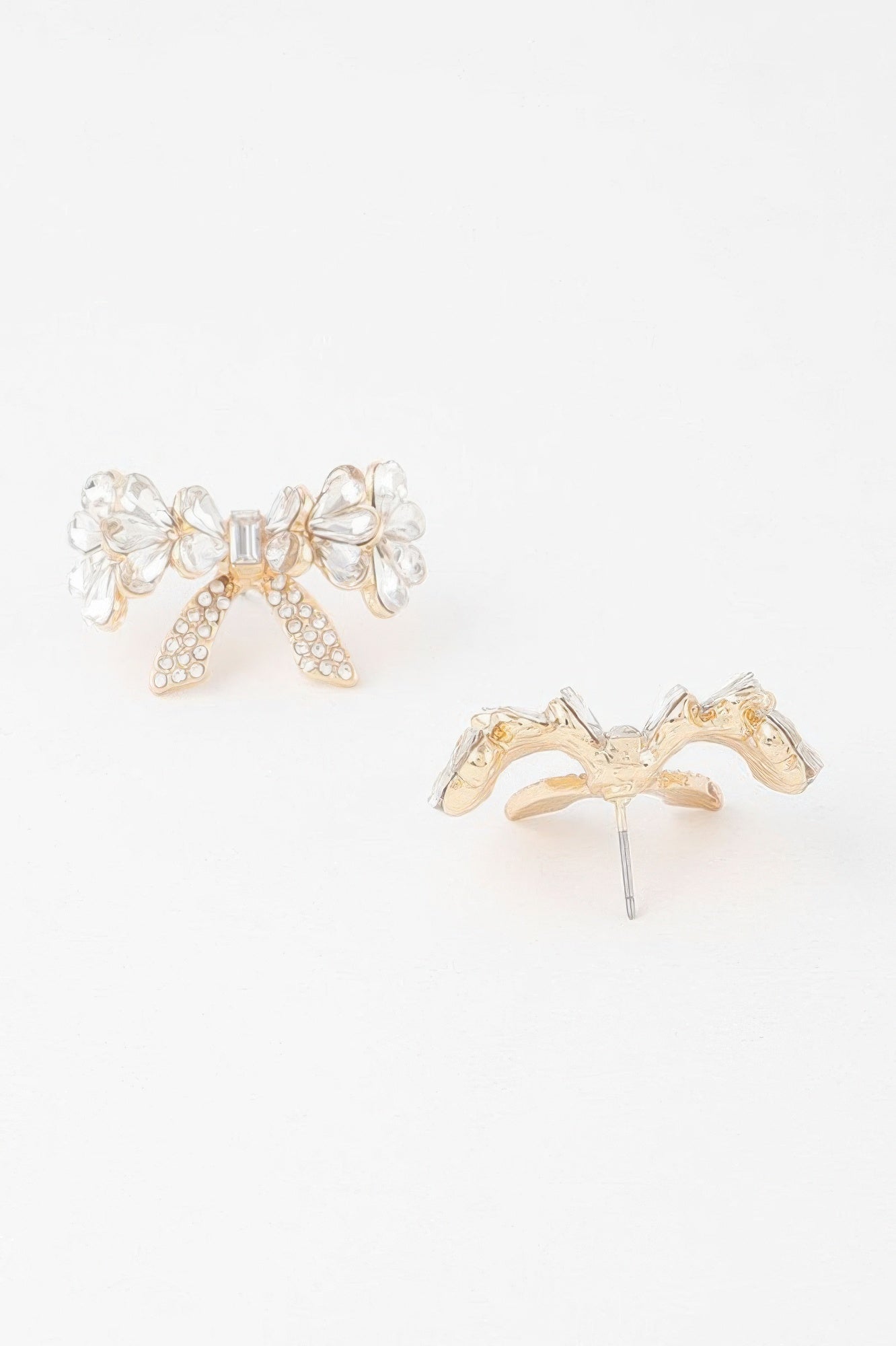 Crystal Teardrop Ribbon Earrings