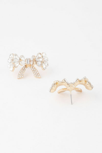 Crystal Teardrop Ribbon Earrings