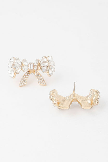 Crystal Teardrop Ribbon Earrings