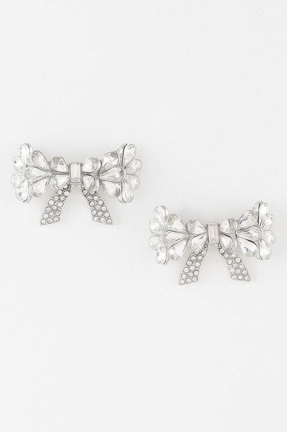 Crystal Teardrop Ribbon Earrings
