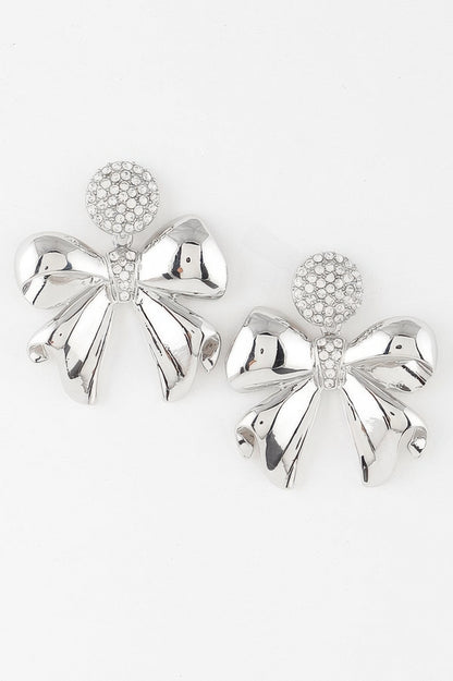 Shiny Jeweled Ribbon Earrings
