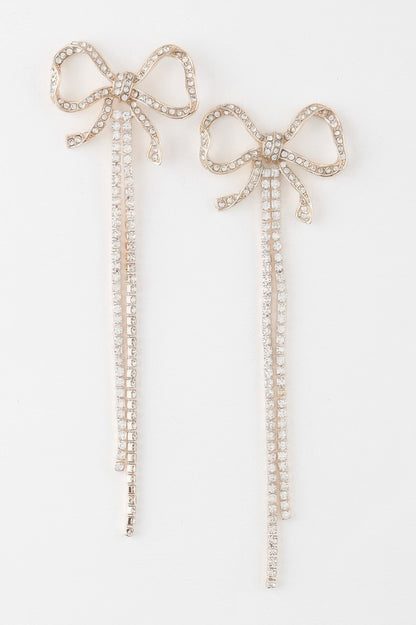 Jeweled Ribbon Drop Earrings
