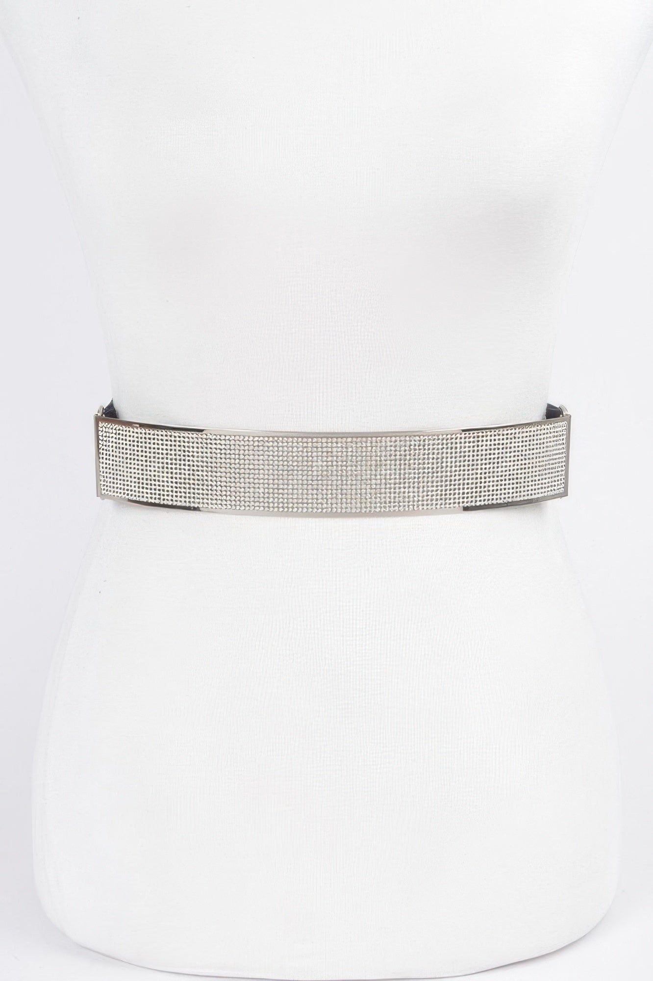 Rhinestone Metal Plate Elastic Belt