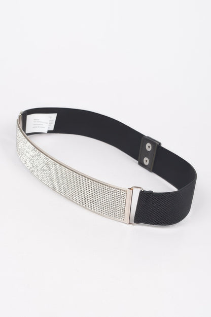 Rhinestone Metal Plate Elastic Belt