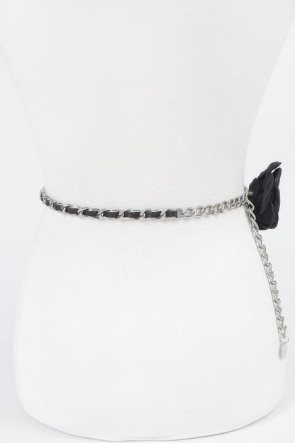 Flower Metal Double Layered Chain Belt