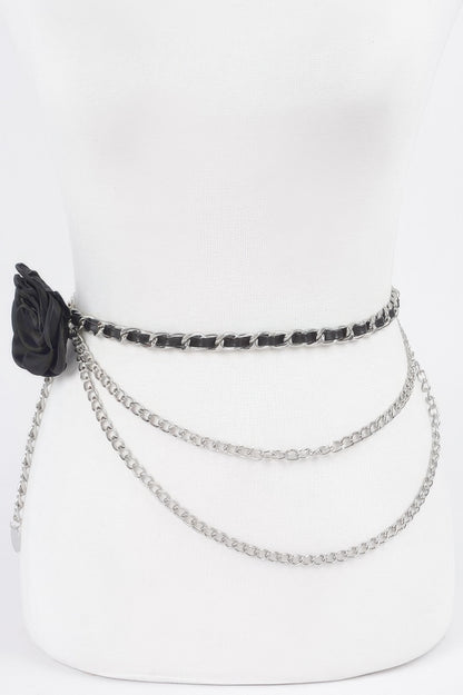 Flower Metal Double Layered Plus Size Chain Belt