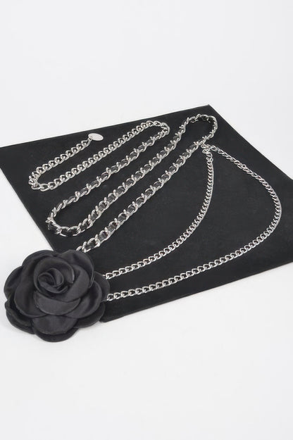 Flower Metal Double Layered Plus Size Chain Belt