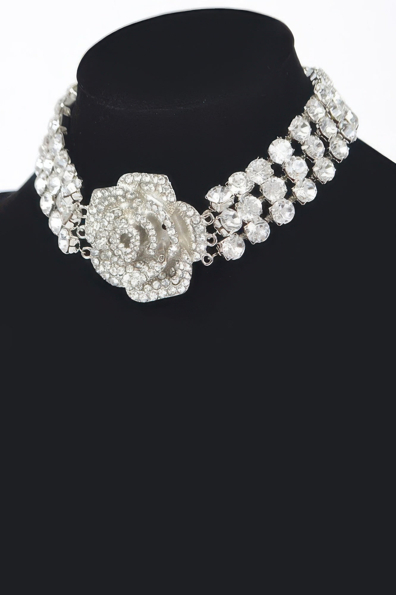 Multi Rhinestone Flower Choker