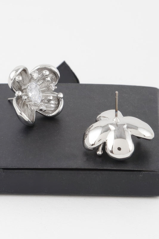 Blooming Rhinestone Flower Earrings