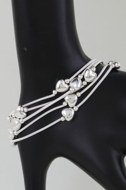 Shiny Heart Tube Beaded Bracelet