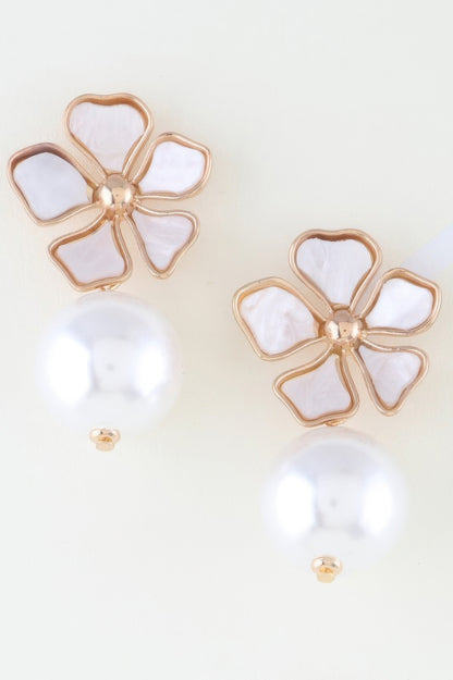 Marble Flower Stone Drop Earrings