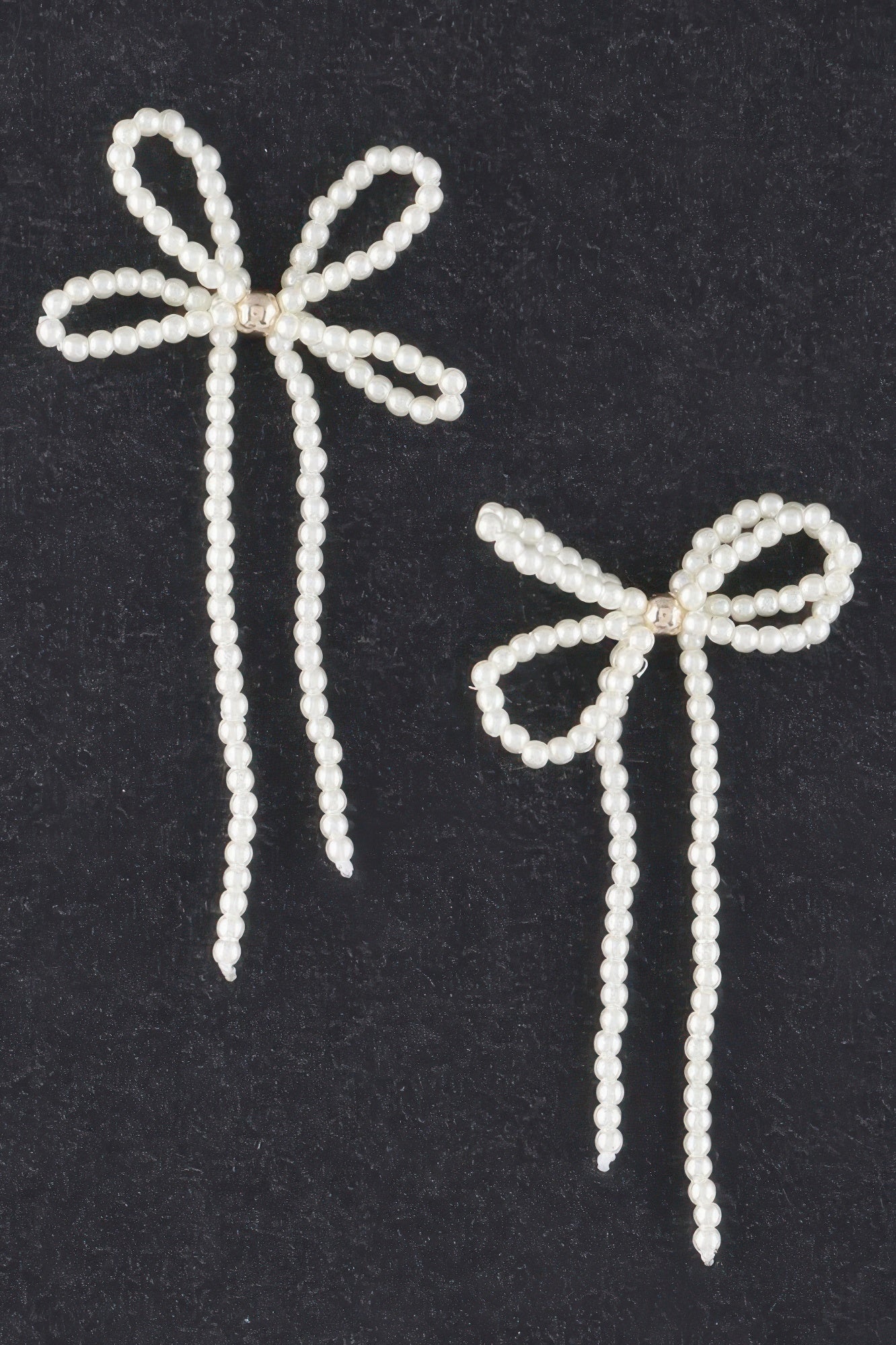 Double Pearl Ribbon Drop Earrings