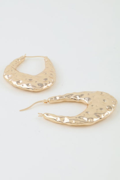 Hammered Moon Hoop Earrings