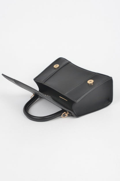 Faux Leather Top Handle Bag