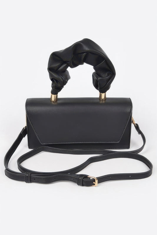 Simple Flap Clutch W/wrinkled Handle