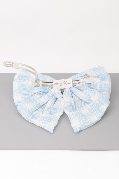Plaid Pearl Ribbon Hair Clip