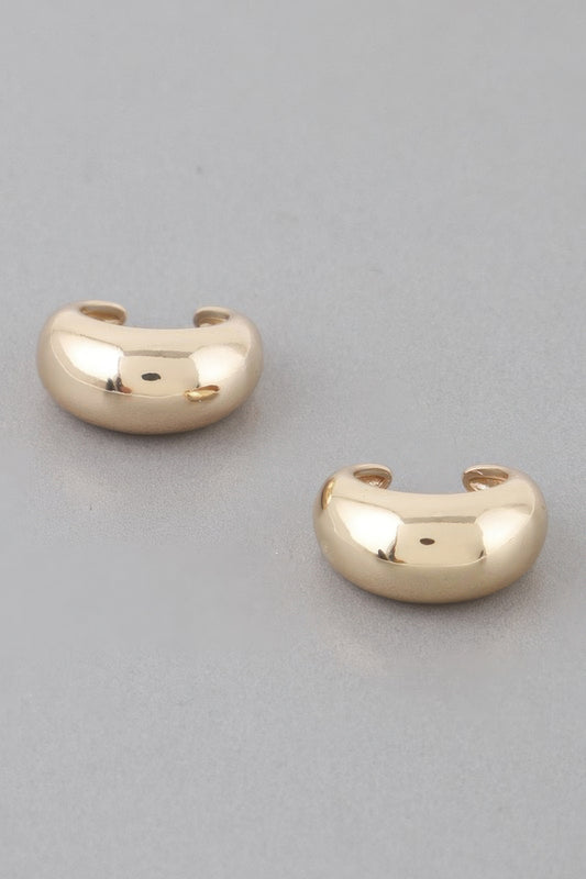 Shiny Crescent Hoop Earrings