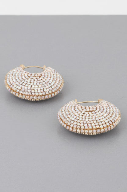Bedazzled Crescent Hoop Earrings 
