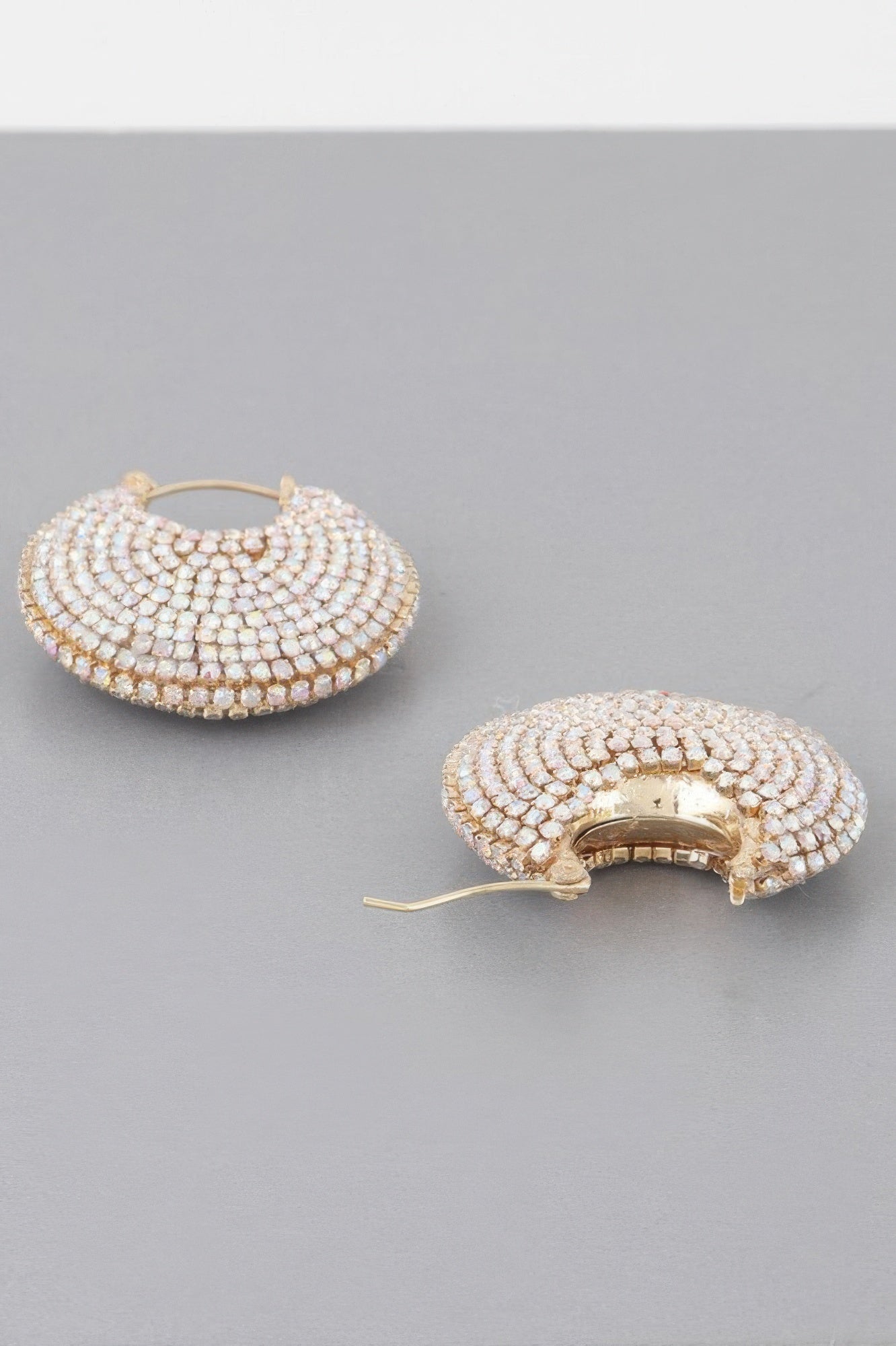 Bedazzled Crescent Hoop Earrings 