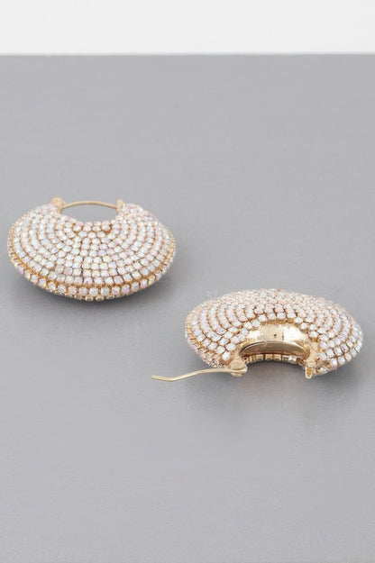 Bedazzled Crescent Hoop Earrings 
