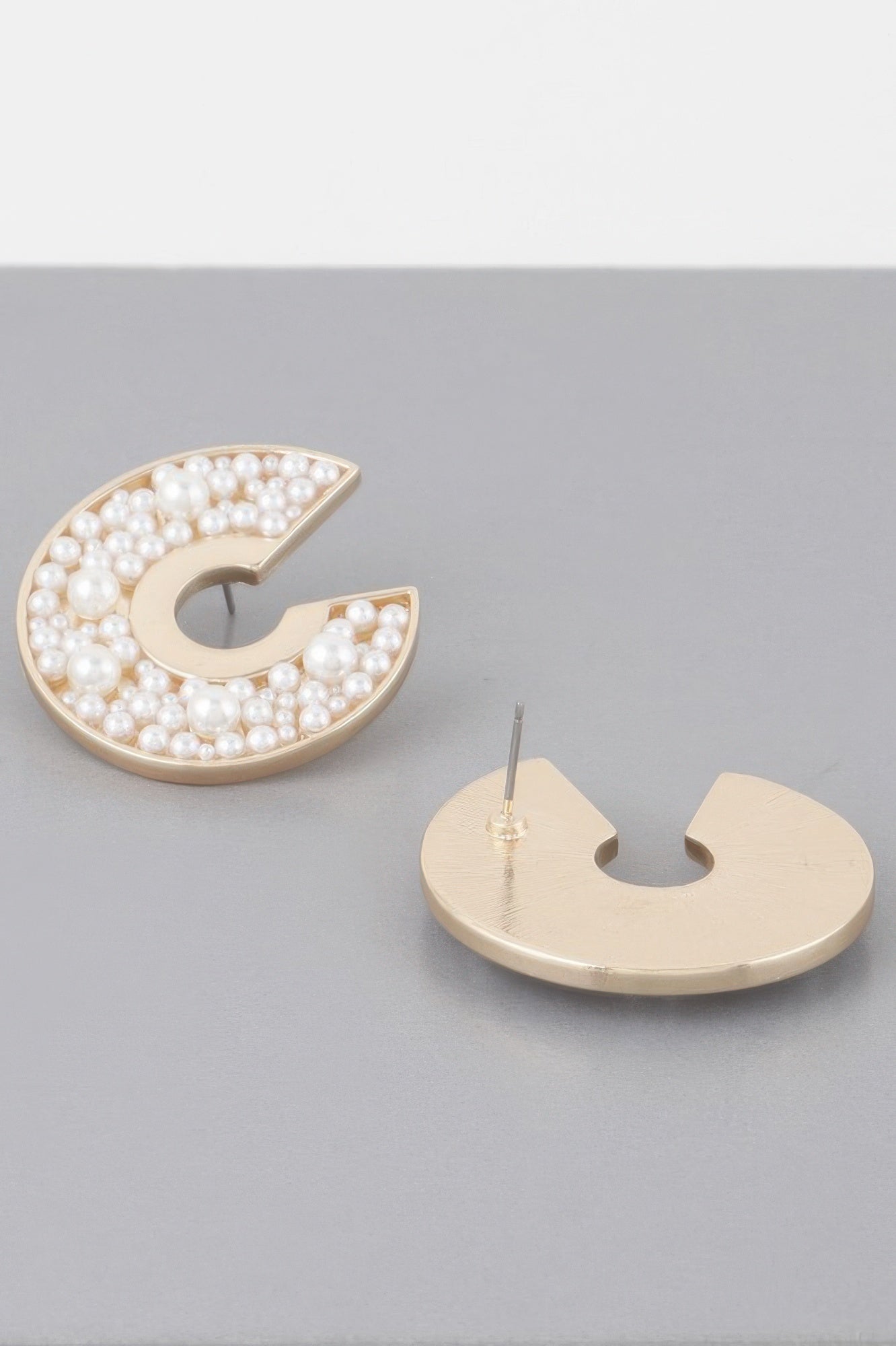 Multi Pearl Studded C Earrings 