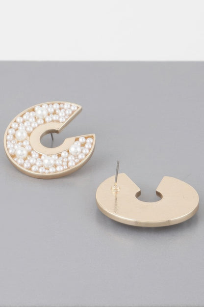 Multi Pearl Studded C Earrings 