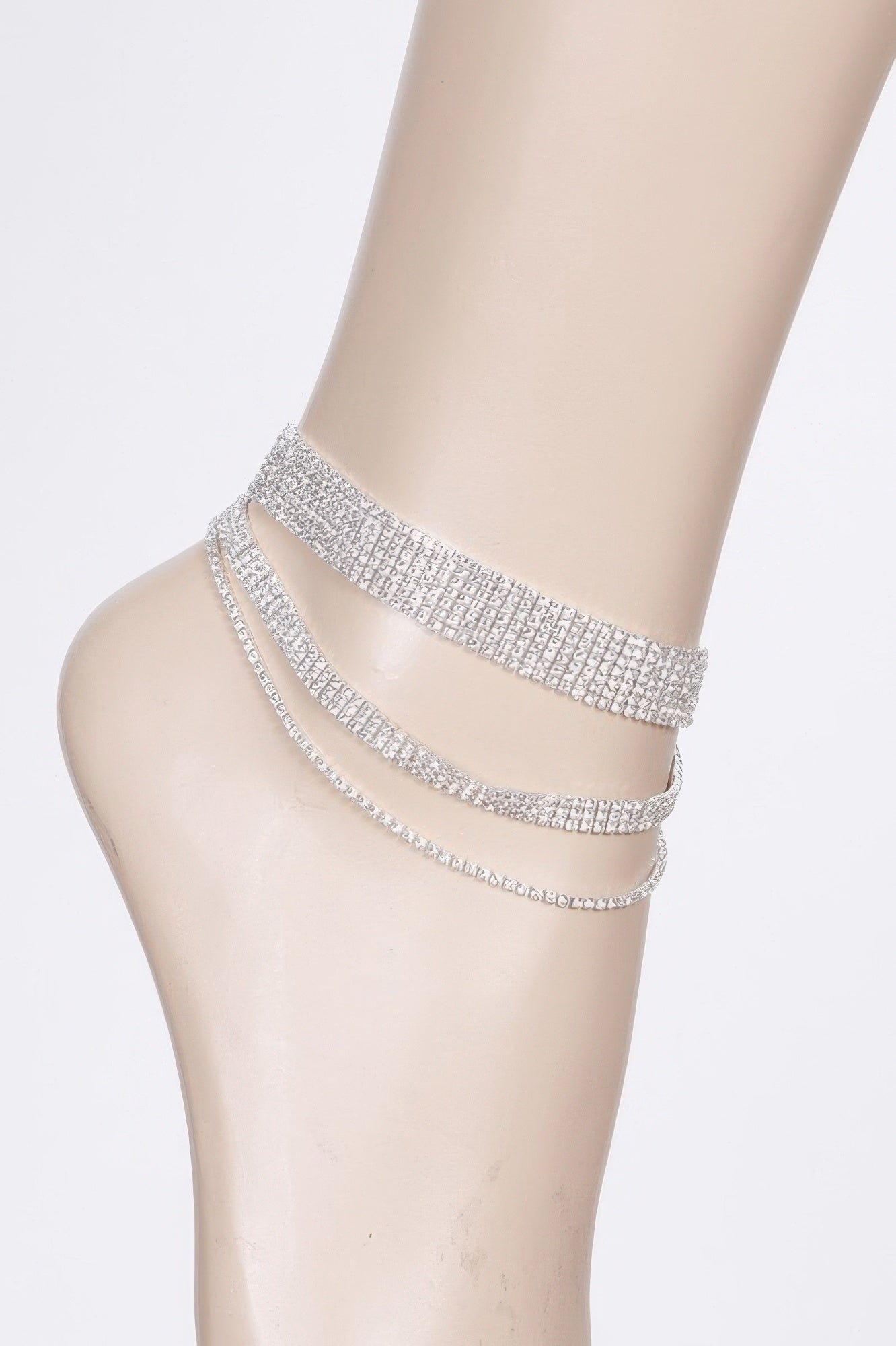 Layered Rhinestone Anklet 