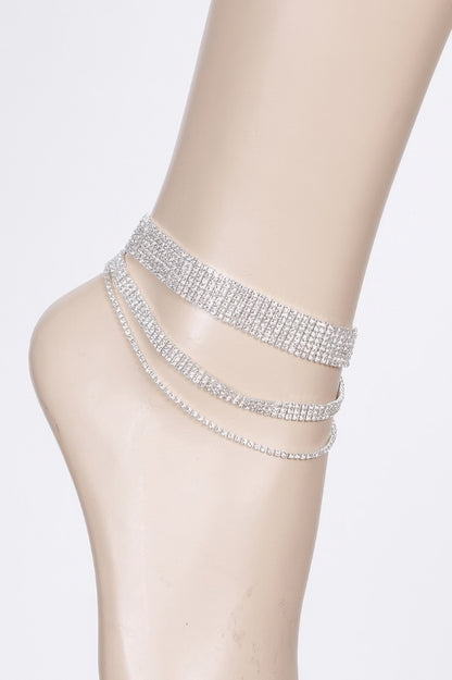 Layered Rhinestone Anklet 