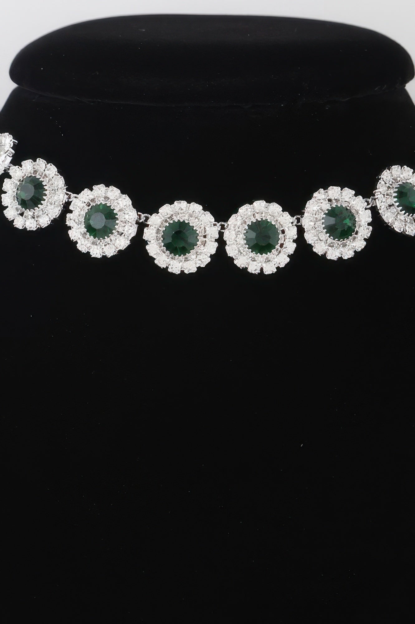 Emerald Green Rhinestone Choker Necklace 