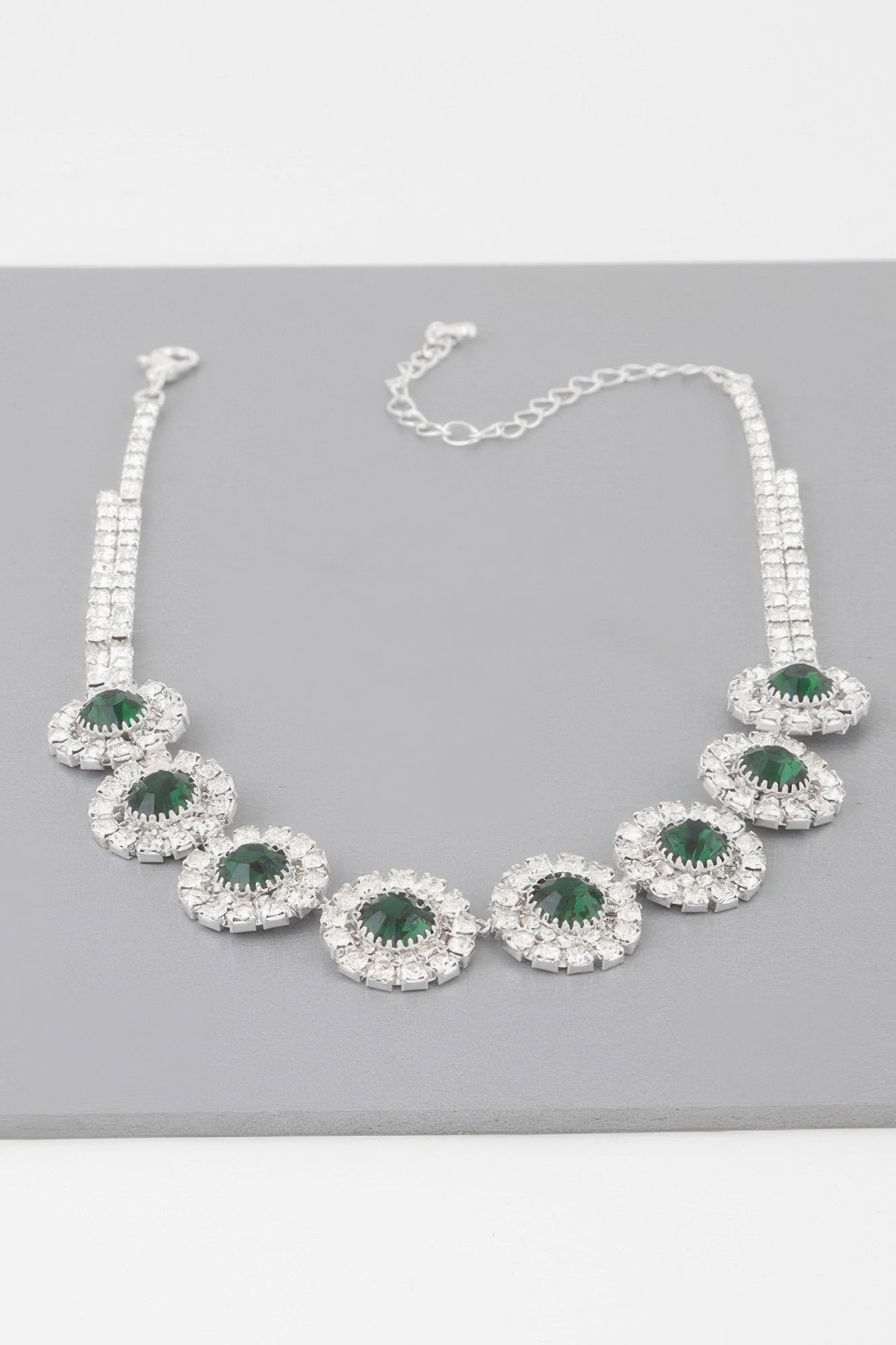 Emerald Green Rhinestone Choker Necklace 