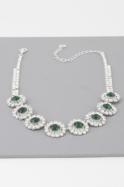 Emerald Green Rhinestone Choker Necklace 