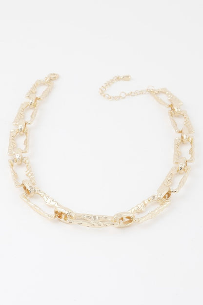 Hammered Link Chain Necklace 