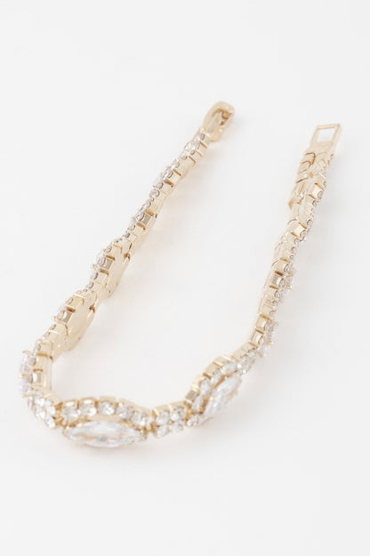 Rhinestone Curb Chain Cuff Bracelet