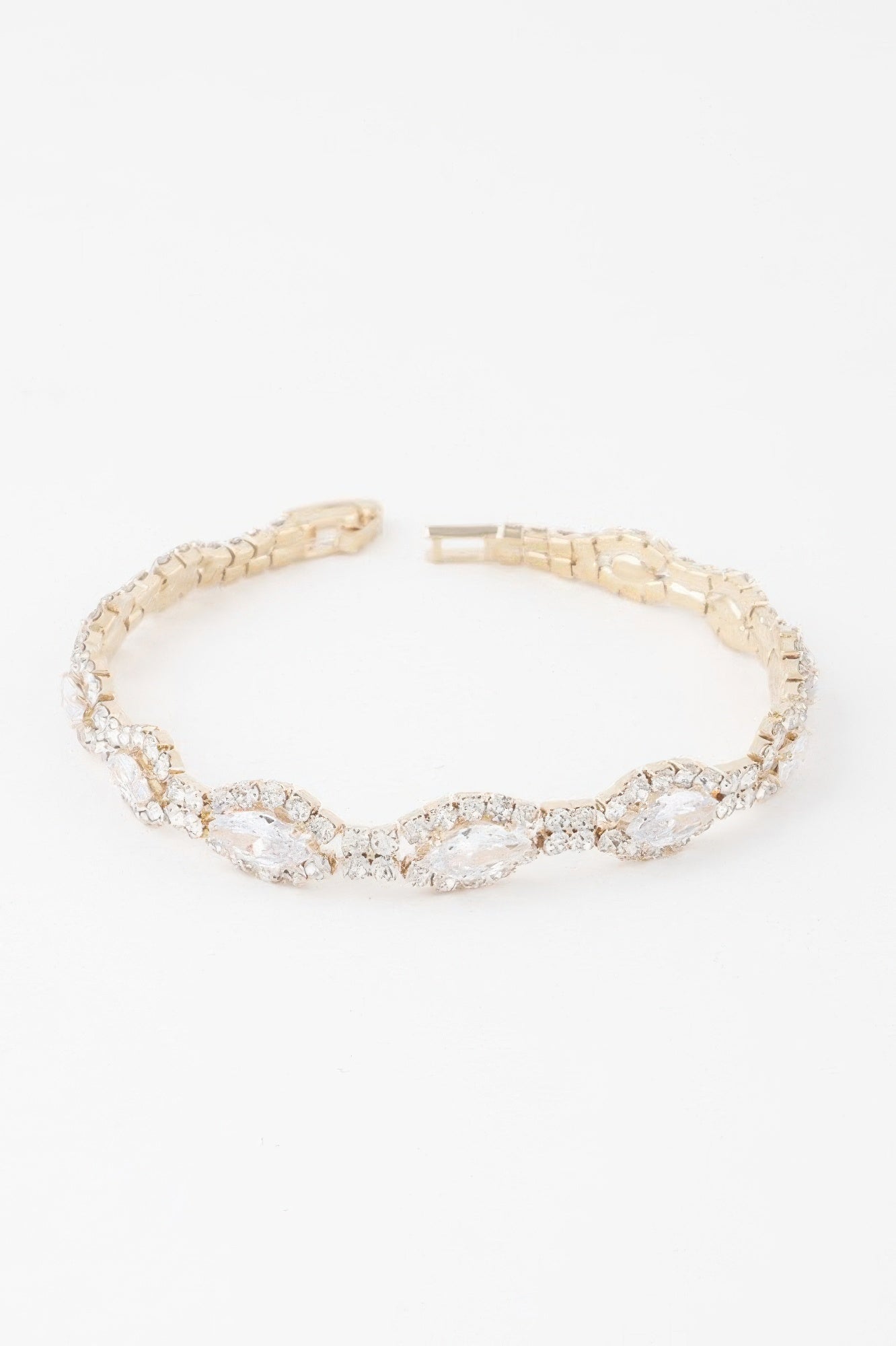 Rhinestone Curb Chain Cuff Bracelet