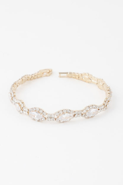 Rhinestone Curb Chain Cuff Bracelet
