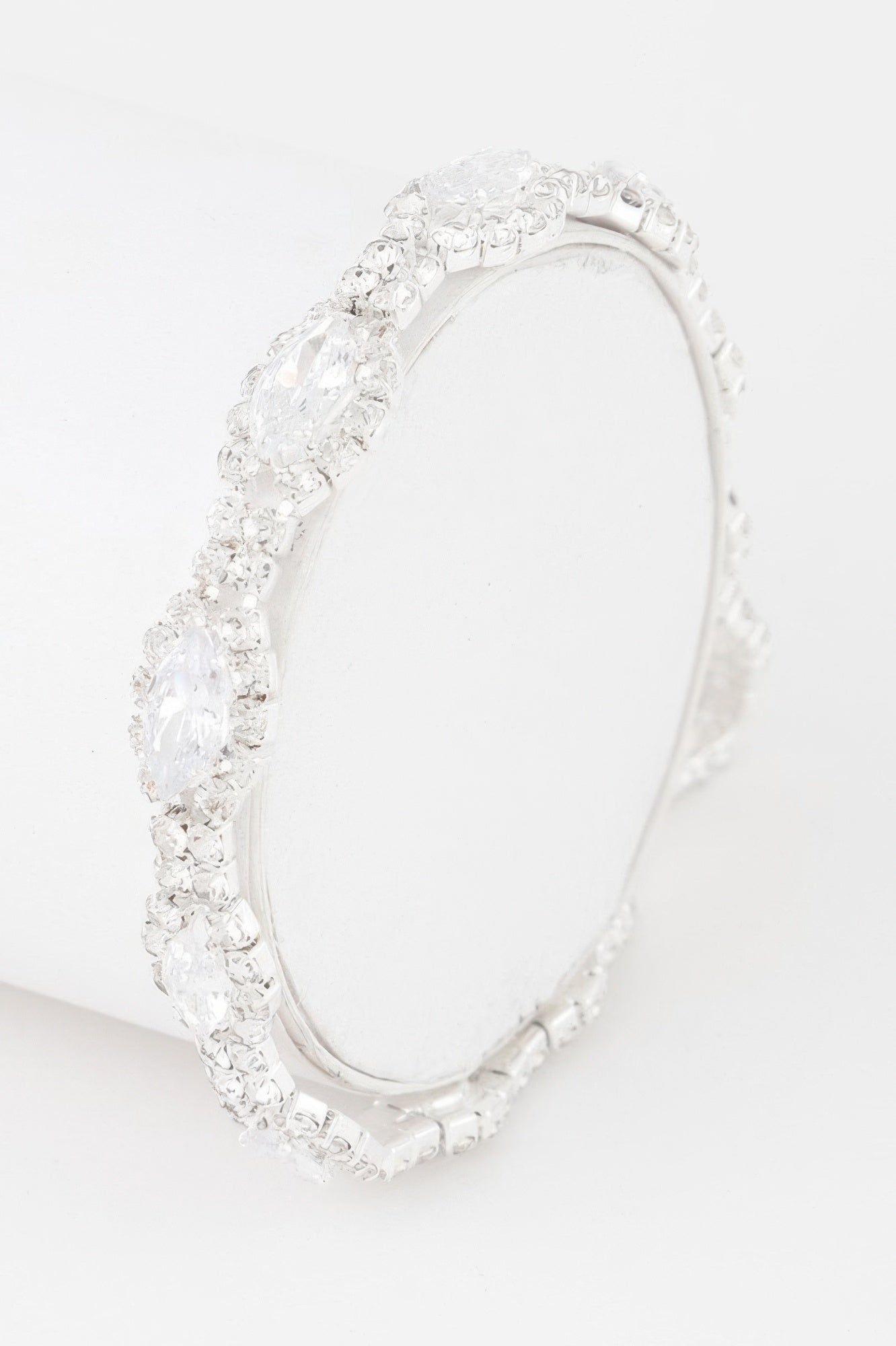 Rhinestone Curb Chain Cuff Bracelet