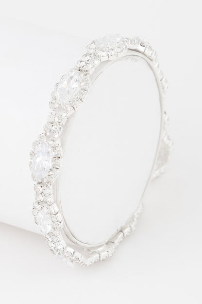 Rhinestone Curb Chain Cuff Bracelet