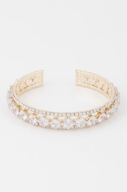 Classic Cubic Rhinestone Cuff Bracelet