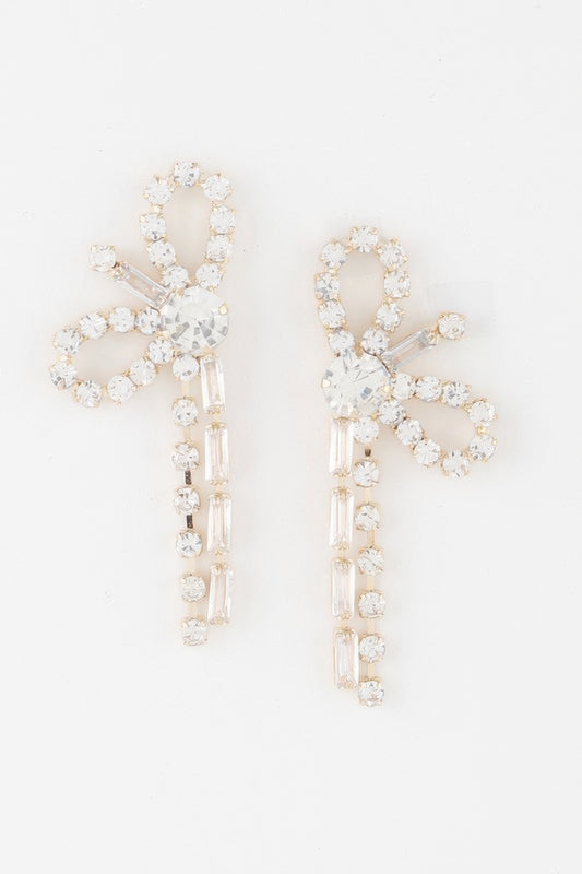 Rhinestone Ribbon Bow Earrings 
